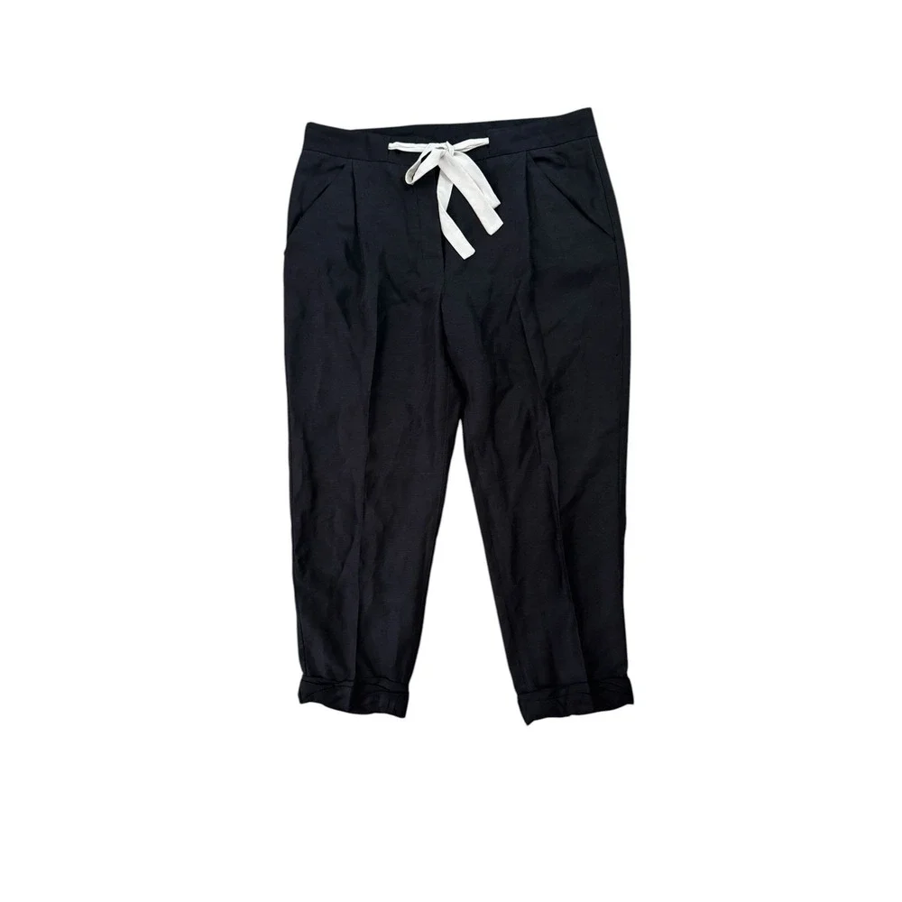 Aritzia Wilfred Linen Allant Crop‎ Pants Size 10 Black